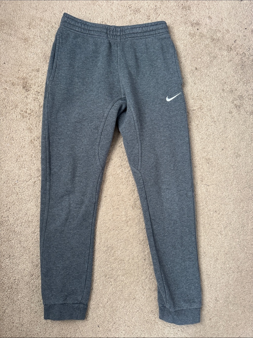 Women’s Charcoal Gray Jogger Sweatpants with White Swoosh